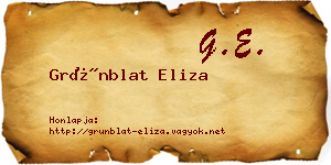 Grünblat Eliza névjegykártya